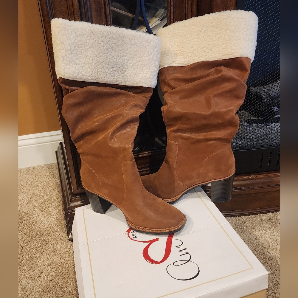 Mia Amore Brown Shearling-Lined Boots With Memory Foam, Size 8W